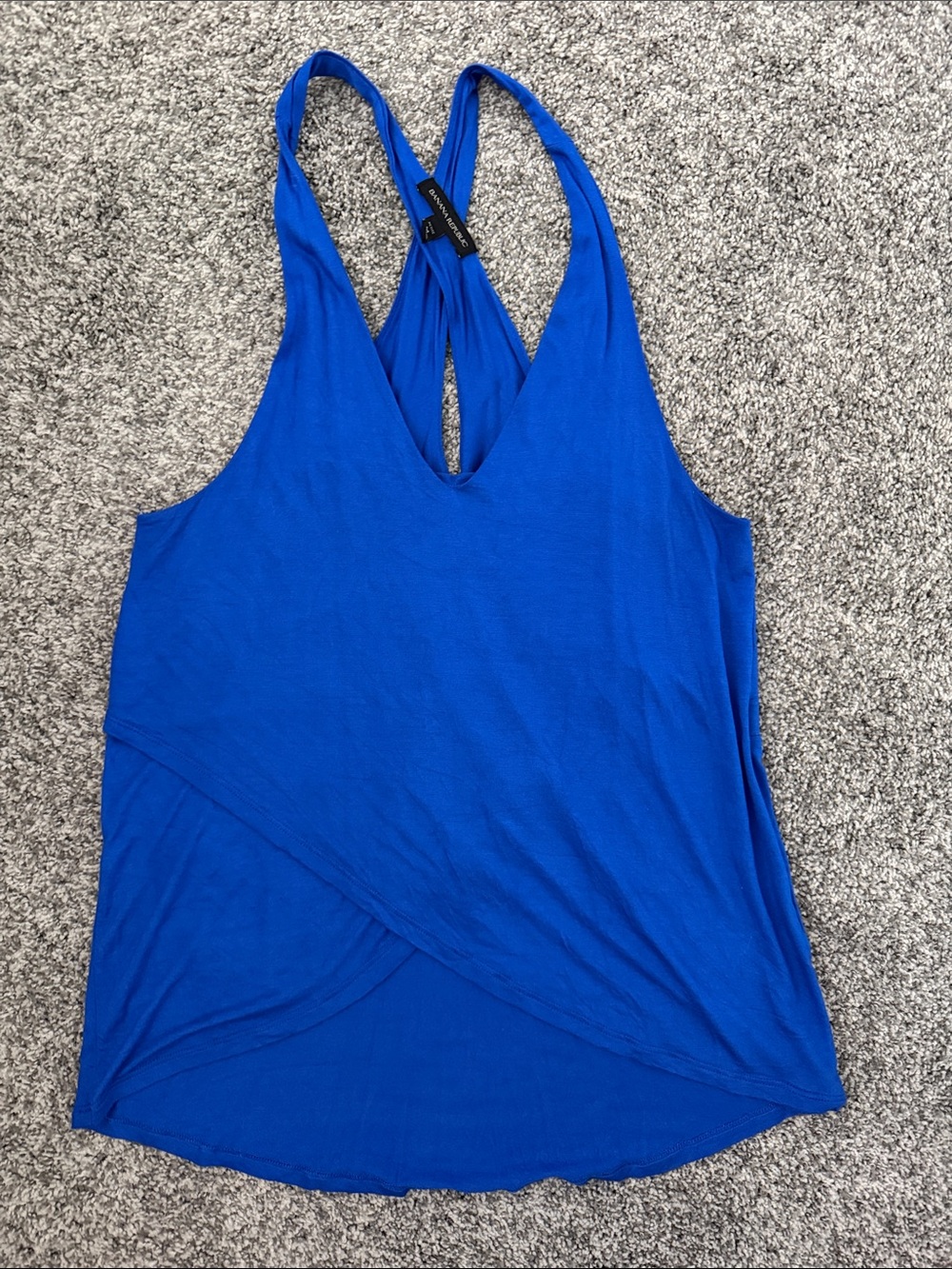 Banana Republic Royal Blue Racerback V-Neck Wrap Tank (med petite)